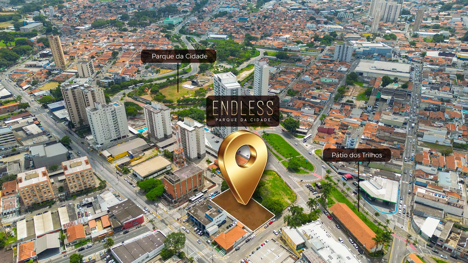 Mapa da localização do Endless Parque da Cidade, ao lado do Parque da Cidade, em Jacareí